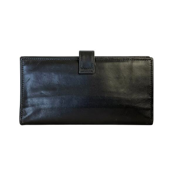 Vintage Ghurka Marley Hodgson MH Logo Black Leather Snap Tab Checkbook Wallet - Picture 2 of 9